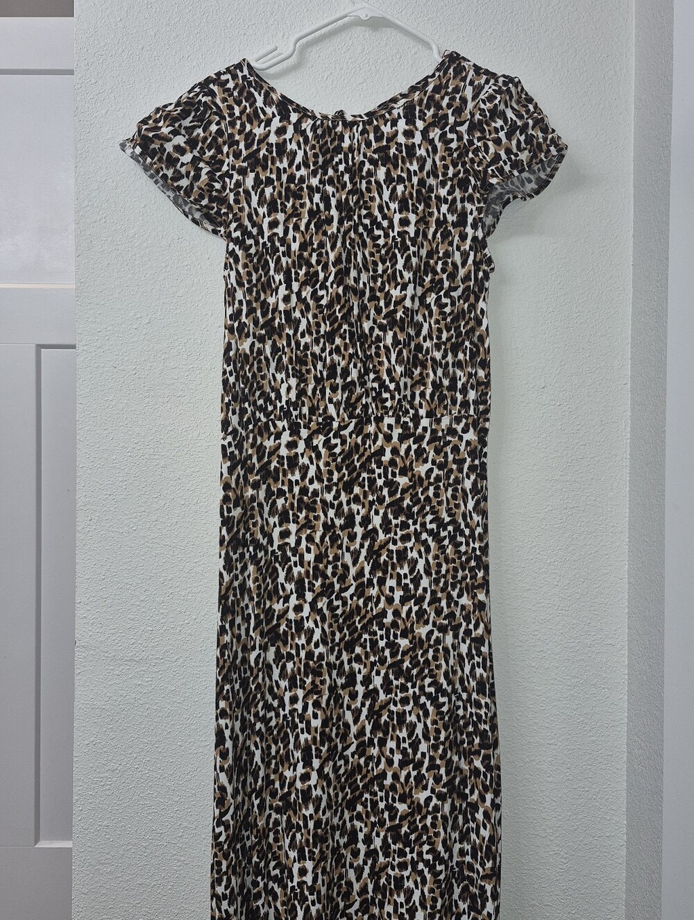 Banana Republic Leopard-Print Short Sleeve Maxi Dress in Brown and Black